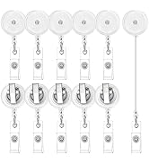 30 Pieces Retractable Badge Reels with Swivel Alligator Clip, Badge Reels Holder(Translucent Clear)