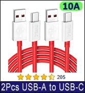 Jelanry 2-Pcs 10A 100W USB-A to USB-C Cable for Oneplus Charging Cable, SuperVooc 80W 65W Warp Da...