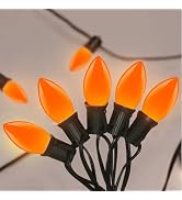 C9 LED Orange Halloween String Lights 25Ft Outdoor Christmas Decorations Lights with 26 LED Shatt...