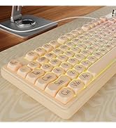 EWEADN V102 Wired Keyboard, 98 Keys Creamy Gaming Keyboard with Number Pad, Display Screen & Medi...