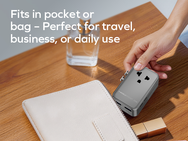 MOMAX 1-World Pocket Universal Travel Adapter – Ultra-Thin, Stylish & Mini GaN