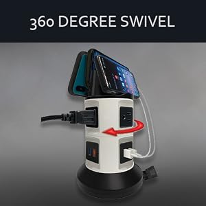 rotating pivot surgeprotector with long cord