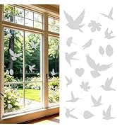 6 Sheets Anti-Collision Window Stickers Decals - Bird & Leaf Patterns, Prevent Bird Strikes, Glas...