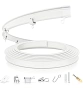 AJAZZ Flexible Bendable Ceiling Curtain Track Ceiling Mount, Curved Curtain Rod, 9.8FT (3m), Whit...