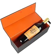 RYDDOY Wine Gift Box, 12.8x3.7x3.7 Inches Orange Wine Bottle Boxes With Handle for Liquor and Cha...