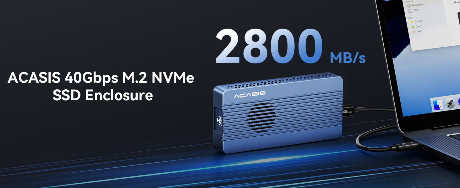 ACASIS 40Gbps M.2 NVMe SSD Enclosure with Cooling Fan