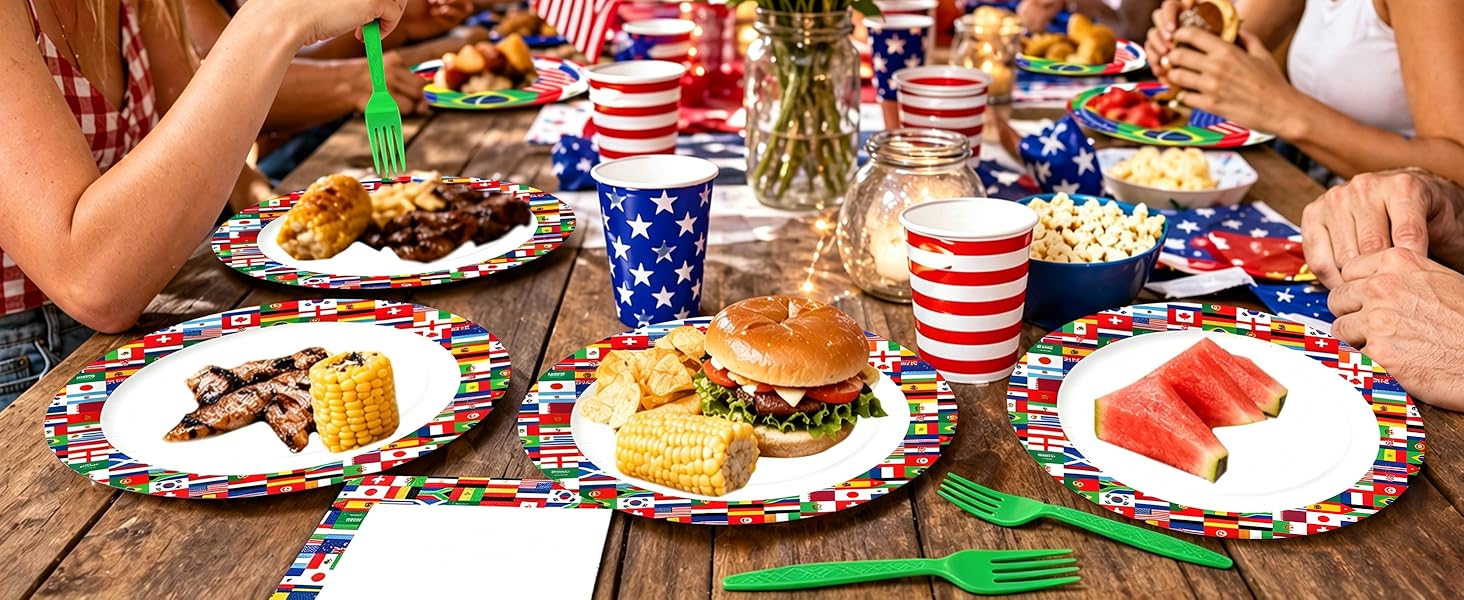 Bymugo 96 Pieces Soccer Party Tableware Set