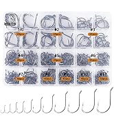 UCEC Octopus Hooks Saltwater Freshwater Fishing Hooks, 400pcs Barbed Catfish Bend Eye Hooks High ...
