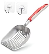 QUALIALL Fast Metal Cat Scoop, No Shaking, Solid Clumping Cat Litter Scooper with Holder, a Fun M...