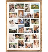 Wodhels 34.5x23.8 Inch Large Wooden Collage Picture Frame for Wall - 24 Opening 4x6 Multi Photo F...