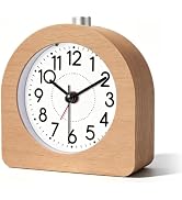 Lafocuse Silent Bedside Alarm Clock, Wood Frame Analog Alarm Clock with Snooze, Nightlight Functi...