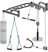 SELEWARE 48'' Heavy Duty Pull Up Bar Wall Mount Multi-function Chin up Bar with Home Gym Cable Pu...