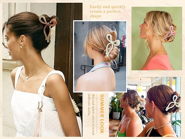 Bow Claw Clip Large Hair Clips Strong Hold Bow Hair Clip Nonslip Hair Bows for Women Hair Barrettes