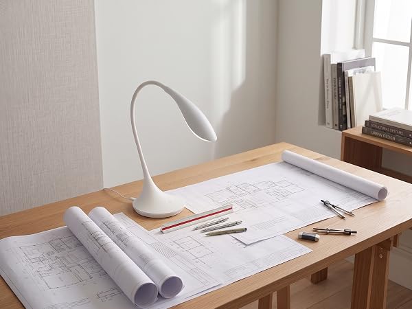 Lamp on architect's desk