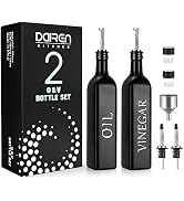 2 Pieces Oil and Vinegar Dispenser Set,Black & White Olive Oil Bottle Dispenser with Caddy Holder...