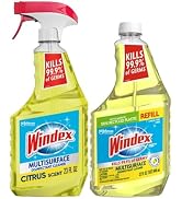 Windex Multipurpose Disinfectant Cleaner Spray Bundle, Includes a 23 oz Trigger Spray Bottle & 32...