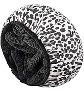 Aquior Shower Cap,Extra Large Triple Layer Bathing Cap with Dry Hair Function for Women Microfibe...