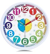 Lafocuse 12 Inch Silent Wall Clock for Kids Learning Time, Classroom Educational Clock for Teache...