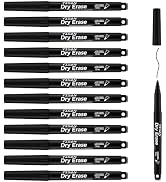 YISAN Black Dry Erase Markers, 1mm Fine Tip,12 Count | Magnetic Whiteboard Markers with Eraser, L...