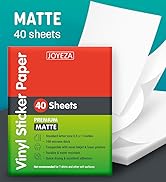 JOYEZA Premium Printable Vinyl Sticker Paper for Inkjet Printer - 40 Sheets Matte White Waterproo...