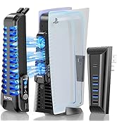 Upgraded PS5 Cooling Fan with USB HUB Bundle Kit, Quieter External PS5 Fan with 3 Different Fan s...