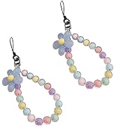 GANPUB 2Pcs Color Mobile Phones Strap Beaded Flower Bracelet Creative Hanging Rope Keychain Mobil...