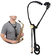 MEKOTRIN Saxophone Shoulder Harness, Adjustable Double Shoulder Neck Strap, 360 Swivel & Metal Sn...