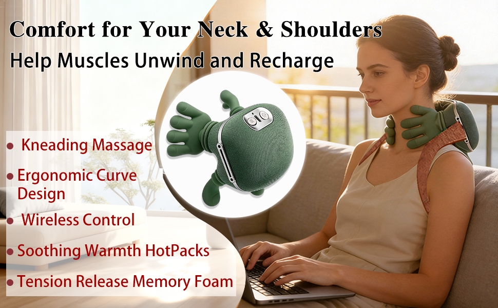 The neck and shoulder massager provides soothing warmth to help you relax.