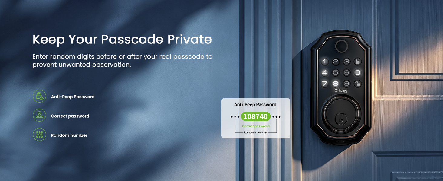 Anti-peep password for deadbolt