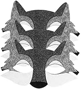 NUOBESTY 3PCS Wolf Animals Plastic Felt Half Face Animal Masquerade for Kids Halloween Masks Dres...