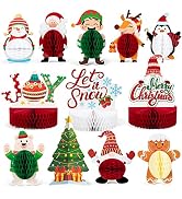 Mocoosy 12 Pack Christmas Party Honeycomb Centerpieces for Table Decorations, Xmas Center Pieces ...