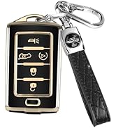 MILD EAST for Jeep Key Fob Cover with Keychain, Car Key Case Shell Protection 5 Buttons, Fit for ...