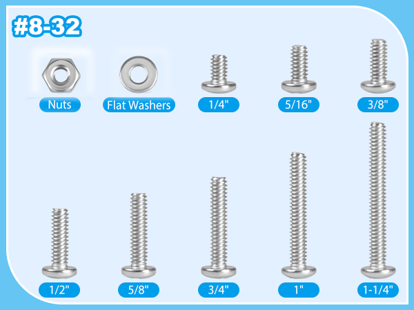 #8-32 Phillips Pan Head Machine Screws Nuts Washers Assortment Kit