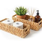 Toilet Paper Storage Basket for Bathroom, Water Hyacinth Toilet Tank Baskets Organizer, Wicker Sm...