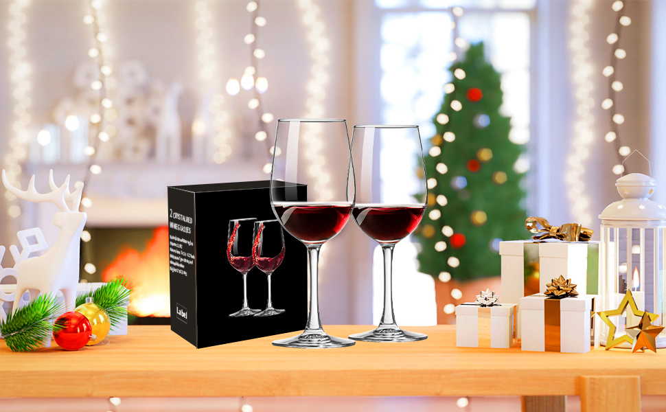 Wine Glass Set of 2, 10 OZ Long Stem Wine Glasses