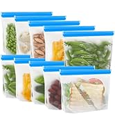 IDEATECH Sandwich Bags, Quart Freezer Bags Dishwasher Safe, Leakproof & BPA Free Reusable Bags fo...
