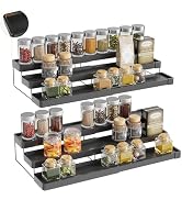 INVOCOO 2 Pack Expandable Spice Rack Organizer for Cabinet - 3 Tier Adjustable Cabinet Spice Orga...