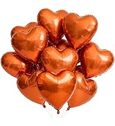 18 Inch Orange Heart Balloons, 12 Pcs Heart Foil Mylar Balloons, Orange Birthday Decoration, Love...