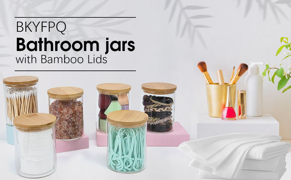2Pack Glass Q-tip Holder with Bamboo Lids
