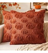 MIULEE Fall Pumpkin Throw Pillow Covers Caramel 18x18 Set of 2 | Autumn Decorations Farmhouse Sof...