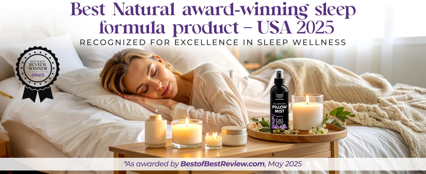 award winning pillow spray women sleeping in calm enviorment