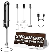 InstaWhisk Milk Frother with Variable Speed, Rechargeable Coffee Frother Wand with Detachable Dou...
