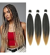 WacanDan Natural Black to Honey Blonde Ombre Braiding Hair Pre stretched 26 Inch 3 Packs,1B/27# P...