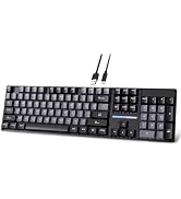 Attoe Mechanical Gaming Keyboard, 104 Keys Standard Layout Wired Gaming Keyboard, RGB Backlit, Do...
