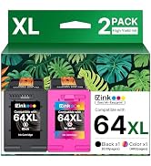 64XL Ink Cartridges Black and Color Combo Pack Remanufactured for HP Ink 64 64XL 64 XL Ink to use...