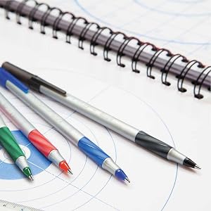 bic round stic grip ball pens