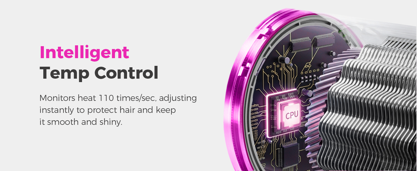 110x/sec smart temperature sensing – stops heat damage in real time, keeps hair silky and shiny.