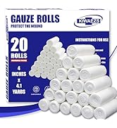 Gauze Rolls Pack of 20 – 4 ” x 4.1 yd Premium Quality Lint and Latex-Free Conforming Stretch Band...