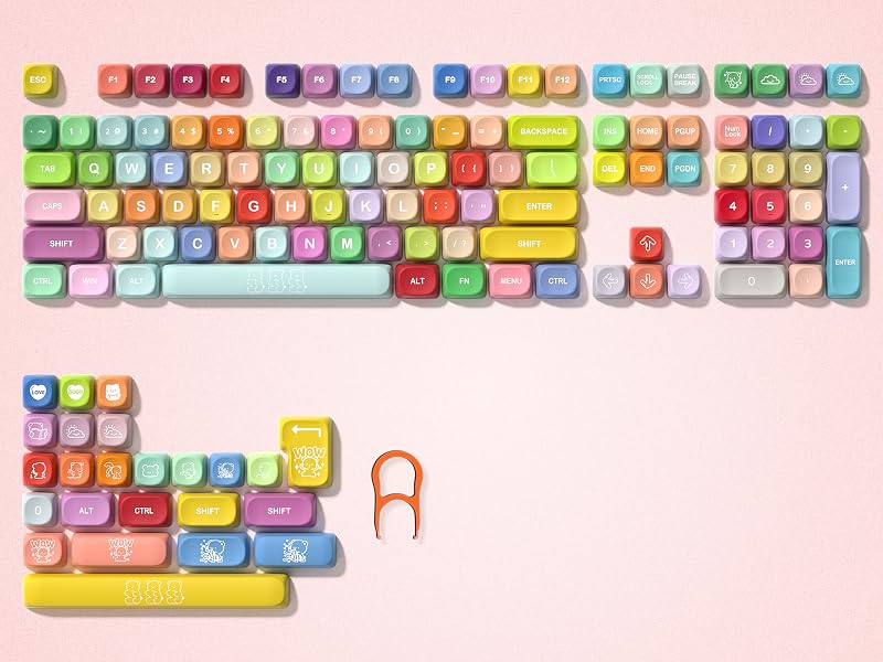 Cute Candy PBT Keycaps, Gunmy Bear MOA Keycaps Dye-Sublimation,Colorful Custom keycaps