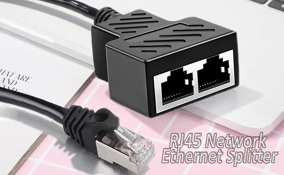 Ethernet Splitter 1 2 Cable RJ45 Network Adapter Male to 2 Female